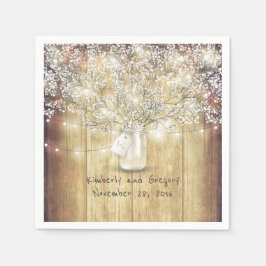 ウッド素朴・メイソン・ジャー・ベイビーの息結婚屋 スタンダードカクテルナプキン