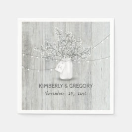 ウッド素朴・メイソン・ジャー・ベイビーの息結婚屋 スタンダードカクテルナプキン