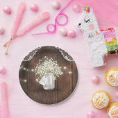 ウッド素朴・メイソン・ジャー・ベイビーの息結婚屋 ペーパープレート (パーティー)