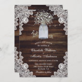 ウッド素朴・メイソン・ジャー・ベイビー結婚ズ・ブレス 招待状 (正面/裏面)