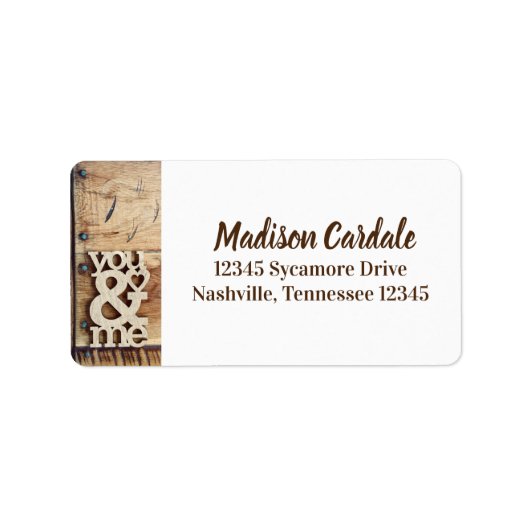 ウッド素朴・ユーと私の結婚差出人住所 ラベル (正面)