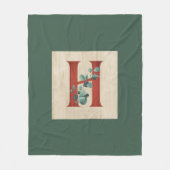 ウッド素朴&ユーカリ文字H フリースブランケット (正面)