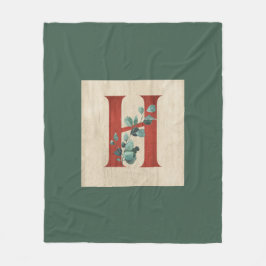 ウッド素朴&ユーカリ文字H フリースブランケット