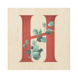 ウッド素朴&ユーカリ文字H メタルプリント