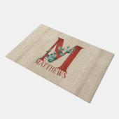 ウッド素朴&ユーカリ文字Mパーソナライズされた ドアマット (アングル)