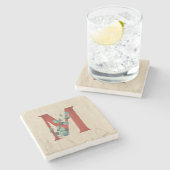 ウッド素朴&ユーカリ文字M ストーンコースター (横)