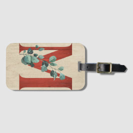 ウッド素朴&ユーカリ文字M ラゲッジタグ