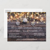 ウッド素朴&ライツクリスマスパーティの招待状 インビテーションポストカード (正面/裏面)