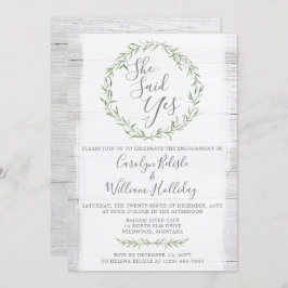 ウッド素朴&リース婚約パーティ招待状 招待状