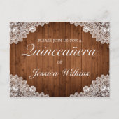 ウッド素朴&レースキンセニェラ招待状はがき 案内ポストカード (正面)