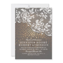 ウッド素朴&レース金ゴールド紙吹雪エレガントな結婚式