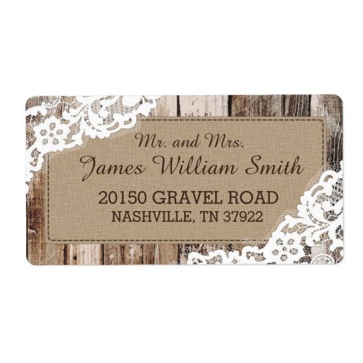 ウッド素朴・レース・カントリー・ウェスタン結婚ズ・ラベル ラベル (正面)