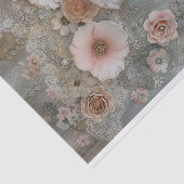 ウッド素朴、レース、パステルフラワーズデコップページ 薄葉紙 (詳細)