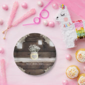 ウッド素朴、レース&メイスンジャースバーンエレガントパーティー ペーパープレート (パーティー)