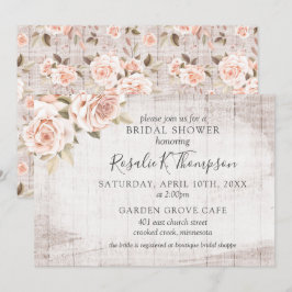 ウッド素朴&ロマンチックバラコテージブライダルシャワー 招待状