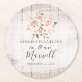 ウッド素朴&ロマンチックバラシャビーシック結婚ズ ラウンドペーパーコースター (正面)