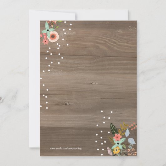 ウッド素朴、ヴィンテージフローラリースベビーシャワー 招待状 (裏面)