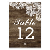 ウッド素朴&ヴィンテージレース結婚のテーブル番号 テーブルナンバー (裏面)