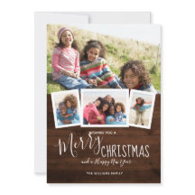 ウッド素朴 4フォトコラージュメリークリスマス