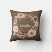 ウッド素朴BOHO赤面ピーチフローラリースガール クッション (裏面)