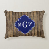 ウッド素朴Lプランクス#1ネイビークローバー3 M'gram アクセントクッション (正面)