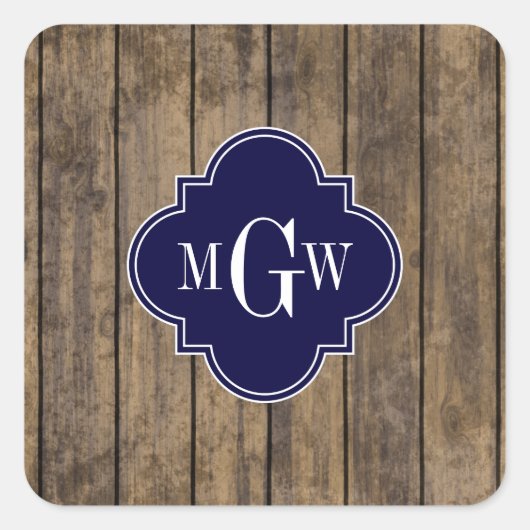 ウッド素朴Lプランクス#1ネイビークローバー3 M'gram スクエアシール (正面)