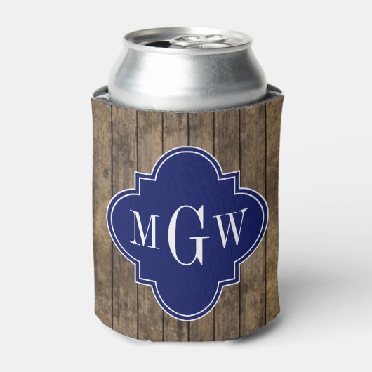 ウッド素朴Lプランクス#1ネイビークローバー3 M'gram 缶クーラー (缶正面)