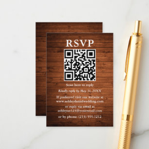 ウッド素朴QRウェディングRSVP エンクロージャーカード