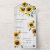 ウッド素朴QRコードのひまわり オールインワン招待状 (内側)