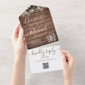 ウッド素朴QRコードメイソンジャースライツ結婚ズ オールインワン招待状 (貼ってはがせる)