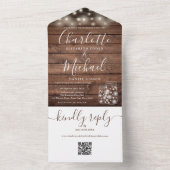 ウッド素朴QRコードメイソンジャースライツ結婚ズ オールインワン招待状 (内側)