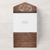 ウッド素朴QRコードモノグラムフローラ結婚 オールインワン招待状 (外側)