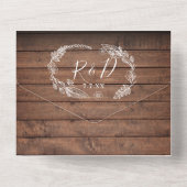 ウッド素朴QRコードモノグラムフローラ結婚 オールインワン招待状 (裏面)