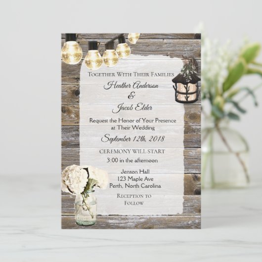 ウッド結婚ズライトとベビーブレス招待状 招待状 (スタンド正面)