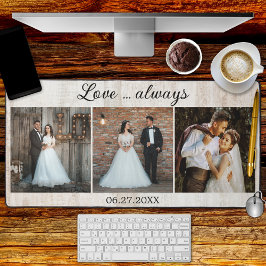 ウッド結婚素朴写真テンプレート デスクマット