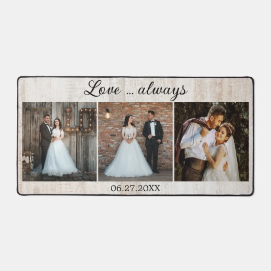 ウッド結婚素朴写真テンプレート デスクマット (正面)