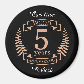 ウッド結婚記念日5年 マグネット (正面)