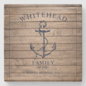 ウッド航海のいかりファミリーモノグラム ストーンコースター (正面)