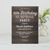 ウッド誕生日サプライズ素朴メンズウォメンズ招待状 招待状 (スタンド正面)