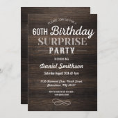 ウッド誕生日サプライズ素朴メンズウォメンズ招待状 招待状 (正面/裏面)