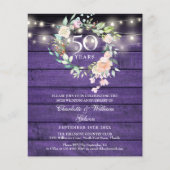 ウッド調の50周年記念フォト招待状 フローラルデザイン (正面)