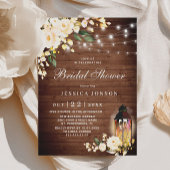 ウッド赤面バラランタンウォーターカラーブライダルシャワー 招待状