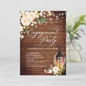 ウッド赤面バラ&ランタン婚約パーティ 招待状 (スタンド正面)