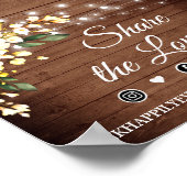 ウッド赤面素朴バラ結婚のハッシュタグ記号 ポスター (角)