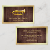 ウッド金素朴箔トランペットミュージック先生 名刺 (正面/裏面)