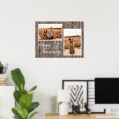 ウッド1周年記念結婚カップル写真コラージュ ポスター (ホームオフィス)