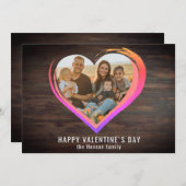 ウッド2素朴ハートフォトハッピーバレンタインデー シーズンカード (正面/裏面)