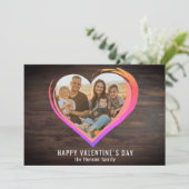 ウッド2素朴ハートフォトハッピーバレンタインデー シーズンカード (スタンド正面)