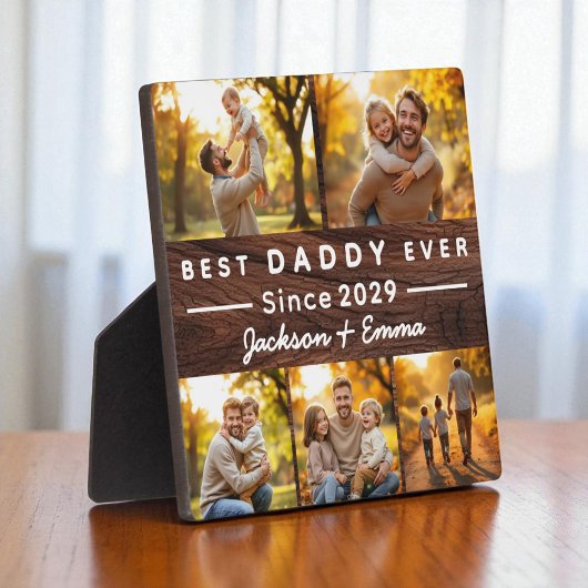 ウッド5フォトコラージュ父の日ダディ最高のー・エバー フォトプラーク