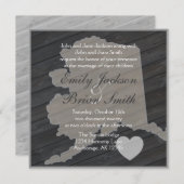 ウッド·ア素朴ラスカ·グレー結婚式招待状 招待状 (正面/裏面)